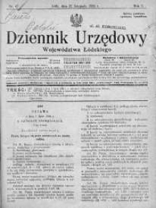 Dziennik Urzędowy Województwa Łódzkiego 22 listopad 1926 nr 47