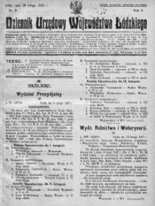 Dziennik Urzędowy Województwa Łódzkiego 28 luty 1927 nr 9