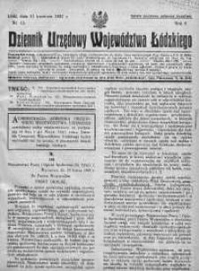 Dziennik Urzędowy Województwa Łódzkiego 11 kwiecień 1927 nr 15