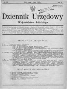 Dziennik Urzędowy Województwa Łódzkiego 1 lipiec 1927 nr 18