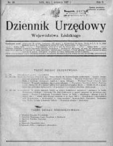 Dziennik Urzędowy Województwa Łódzkiego 1 wrzesień 1927 nr 20