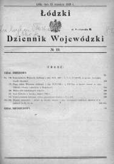 Dziennik Urzędowy Województwa Łódzkiego 15 wrzesień 1929 nr 19