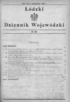 Dziennik Urzędowy Województwa Łódzkiego 1 październik 1929 nr 20
