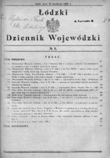 Łódzki Łódzki Dziennik Wojewódzki 15 kwiecień 1930 nr 8
