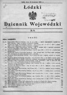 Łódzki Dziennik Wojewódzki 15 kwiecień 1931 nr 9
