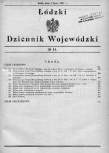 Łódzki Dziennik Wojewódzki 1 lipiec 1931 nr 14