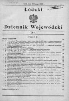 Łódzki Dziennik Wojewódzki 16 luty 1933 nr 4