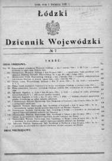 Łódzki Dziennik Wojewódzki 1 kwiecień 1933 nr 7