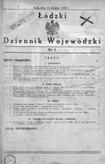 Łódzki Dziennik Wojewódzki 15 styczeń 1938 nr 1