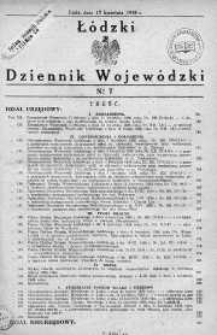 Łódzki Dziennik Wojewódzki 15 kwiecień 1938 nr 7