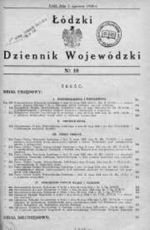 Łódzki Dziennik Wojewódzki 1 czerwiec 1938 nr 10