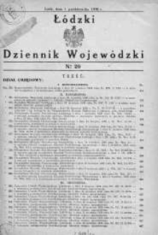 Łódzki Dziennik Wojewódzki 1 październik 1938 nr 20