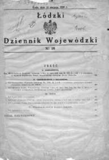 Łódzki Dziennik Wojewódzki 16 sierpień 1939 nr 16