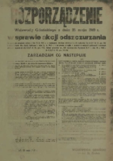 Rozporządzenie Wojewody Gdańskiego z dnia 25 maja 1949 r. w sprawie akcji odszczurzania.