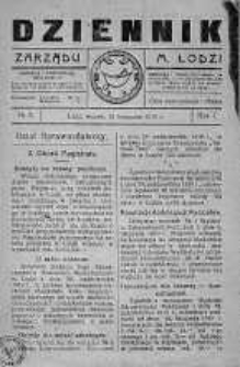 Dziennik Zarządu M. Łodzi 18 listopad 1919 nr 5