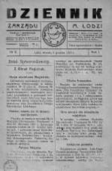 Dziennik Zarządu M. Łodzi 9 grudzień 1919 nr 8
