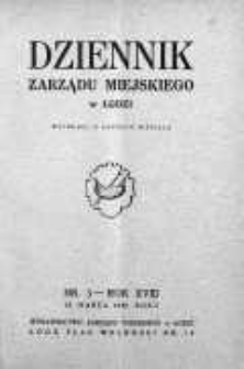 Dziennik Zarządu M. Łodzi 15 marzec 1936 nr 3