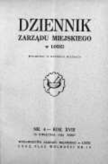 Dziennik Zarządu M. Łodzi 15 kwiecień 1936 nr 4
