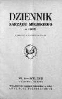 Dziennik Zarządu M. Łodzi 15 czerwiec 1936 nr 6