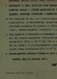 Rozporządzenie w sprawie handlu dziczyzną ... / Wojewoda Gdański.