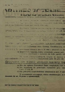 Obwieszczenie. Na podstawie ustawy z dnia 5 marca 1934 roku o nadzorze nad hodowlą bydła ... / Starostwo Powiatowe Będzińskie.