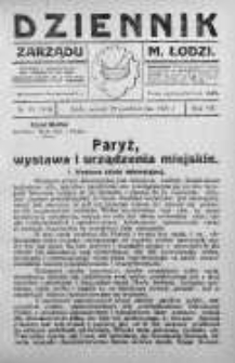 Dziennik Zarządu M. Łodzi 27 październik 1925 nr 43 (318)