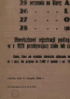 Ogłoszenie. Na podstawie Ustawy z dnia 9. 4. 1938 r. o powszechnym obowiazku sluzby wojskowej