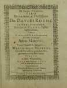 De Sacris Hymeneiis [...] Dn. Davidi Rothein Girlachsdorf [...] Pastori [...] cum [...] Anna Materna [...] II. Kal. Novembris Anni [...] 1613 in Girlachsdorff instituendis, [...] / [Christoph a Reibnitz et al.].