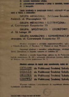 Ogłoszenie o zapisach do Publicznych Średnich Szkół Zawodowych w Gdyni na rok szkolny 1949/50 / Prezydent Miasta Gdyni.