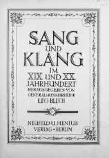 Sang und Klang : im 19 und 20 Jahrhundert. [Bd. 11]