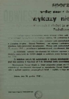 Obwieszczenie w terminie do dnia 31 stycznia 1949 r. sporządzić według stanu z dnia 31.XII.1948 r. wykazy nieruchomości / Urząd Skarbowy w Gdyni, Zarząd Miejski m. Gdyni.