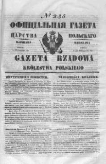 Gazeta Rządowa Królestwa Polskiego 1847 IV, No 235