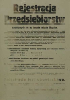Rejestracja przedsiębiorstw znajdujących się na terenie Słupska