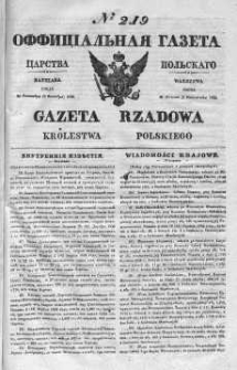 Gazeta Rządowa Królestwa Polskiego 1839 IV, No 219