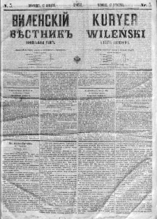Kuryer Wileński. Gazata urzędowa, polityczna i literacka 1861, No 5