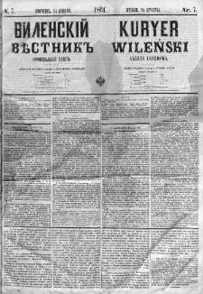 Kuryer Wileński. Gazata urzędowa, polityczna i literacka 1861, No 7
