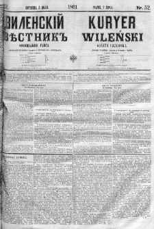 Kuryer Wileński. Gazata urzędowa, polityczna i literacka 1861, No 52