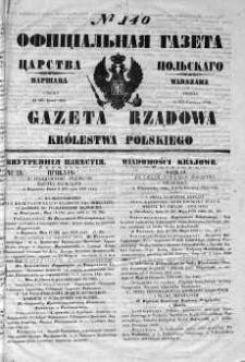 Gazeta Rządowa Królestwa Polskiego 1852 II, No 140
