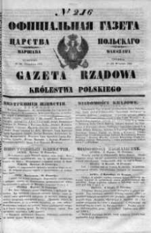 Gazeta Rządowa Królestwa Polskiego 1852 III, No 216