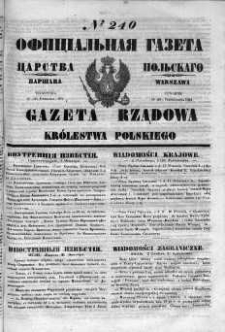 Gazeta Rządowa Królestwa Polskiego 1852 IV, No 240