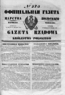 Gazeta Rządowa Królestwa Polskiego 1852 IV, No 273