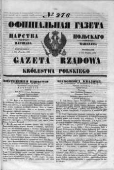 Gazeta Rządowa Królestwa Polskiego 1852 IV, No 276