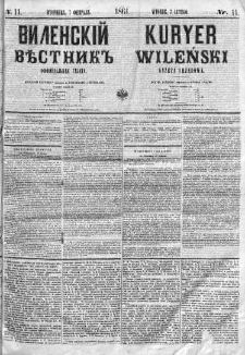 Kuryer Wileński. Gazata urzędowa, polityczna i literacka 1861, No 11