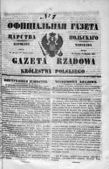 Gazeta Rządowa Królestwa Polskiego 1849 I, No 7