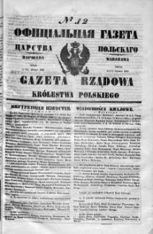 Gazeta Rządowa Królestwa Polskiego 1849 I, No 12
