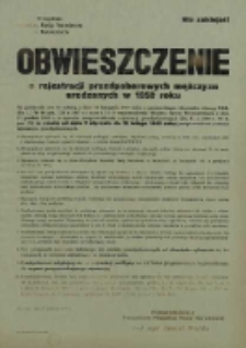 Obwieszczenie o rejestracji przedpoborowych mężczyzn urodzonych w 1950 roku