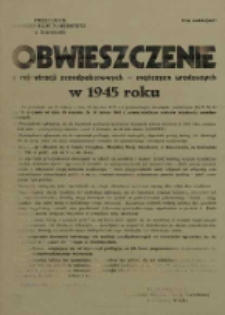 Obwieszczenie o rejestracji przedpoborowych – mężczyzn urodzonych w 1945 roku