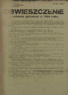 Obwieszczenie o poborze głównym w 1964 roku