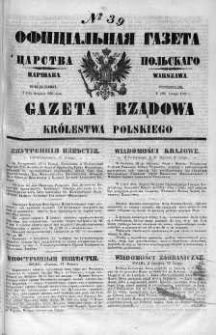 Gazeta Rządowa Królestwa Polskiego 1860 I, No 39