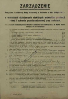 Zarządzenie Prezydium Powiatowej Rady Narodowej w Malborku z dnia 20 lipca 1957 r. o warunkach składowania niektórych artykułów produkcji rolnej i ochronie przeciwpożarowej przy omłotach